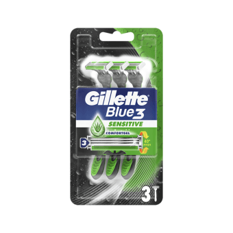 GILLETTE vienkartiniai skustuvai BLUE 3 SENSE CARE, 3 vnt.